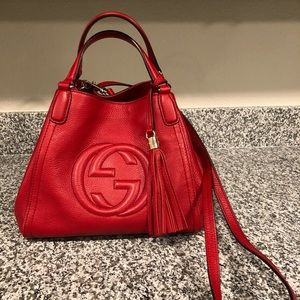 Soho Pebbled Red Leather Shoulder Bag